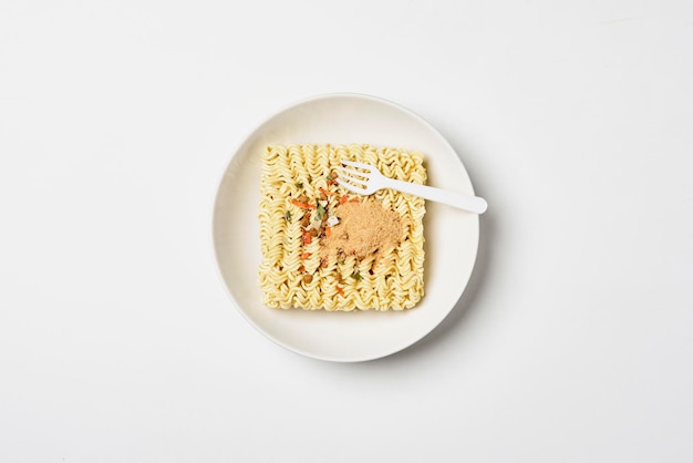 Dry Instant Noodles on white background