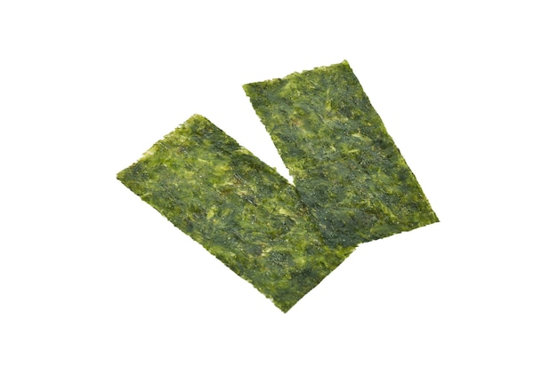 Dry japanese organic seaweed isolated on white background