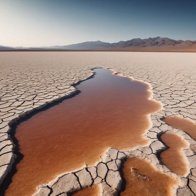 Dry lake with extreme summer heat