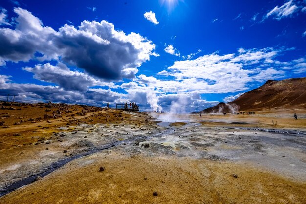 Dry land under cloudy sky photo