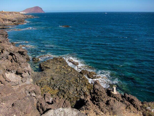 Dry Lava Coast Beach in the Atlantic Ocean