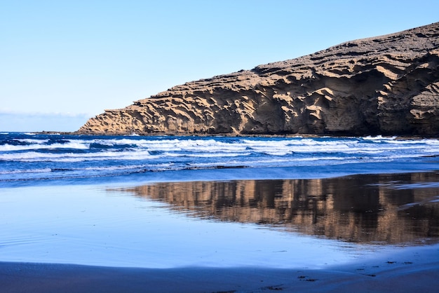 Dry Lava Coast Beach in the Atlantic Ocean