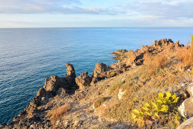 Dry Lava Coast Beach in the Atlantic Ocean