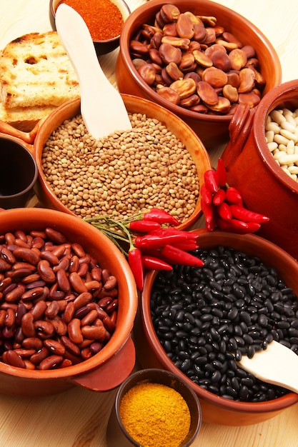 Dry legumes in rustic dish