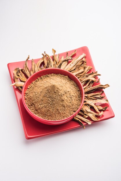 Dry mango powder also known as Amchoor or Amchur, it's an Indian Spice with dried fruit