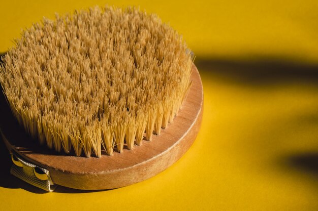 Dry massage brush with natural bristle ecological cosmetics home care bamboo brush for dry anti