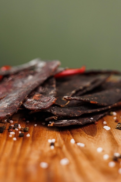 Foto carne secca con spezie snack per la birra