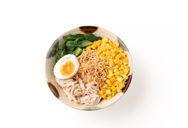 dry noodle corn with vegetable food on isolated