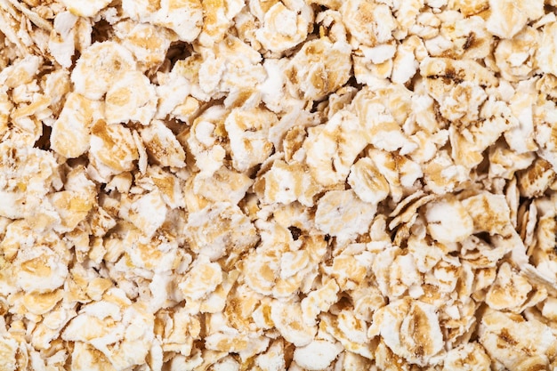 Dry oat flakes close up