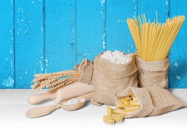 Dry  pasta isolated over background