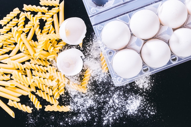 Dry pasta spaghetti with ingredient