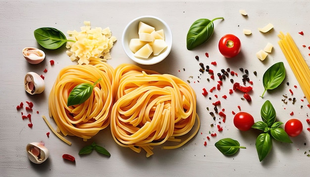 dry pasta spaghetti with ingredient