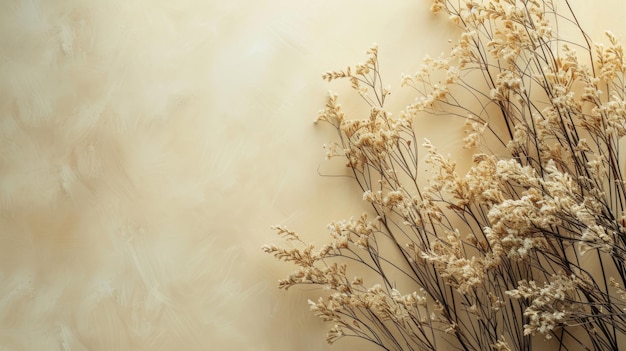 Dry plant arrangements against muted backgrounds