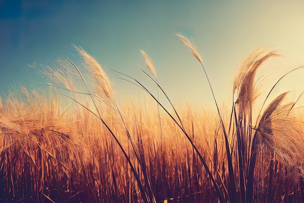 Dry plant reeds as beauty nature background Abstract natural backdrop Reed grass or pampas grass outdoors with daylight life style nature scene organic design wide banner