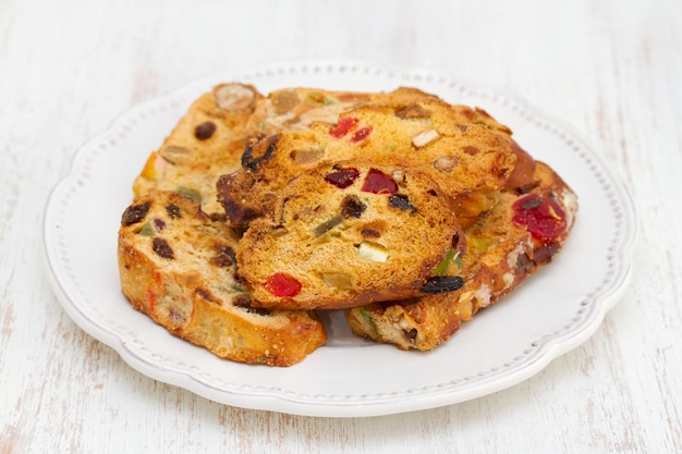 Dry portuguese fruit cake bolo rei