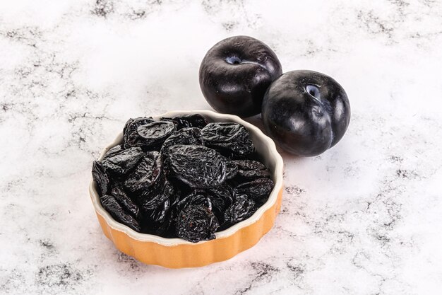 Dry prunes in thw bowl