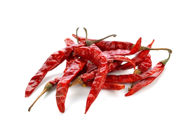 Dry red pepper on white background