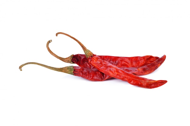Dry red pepper on white 