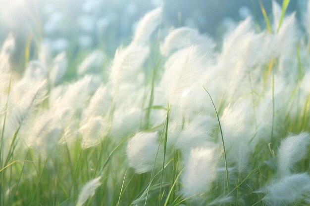 Dry reeds fluffy grass on a meadow in the sun abstract dry herbs background