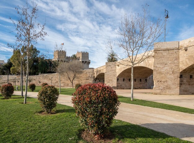 Dry riverbed in ancient city of Valencia Spain