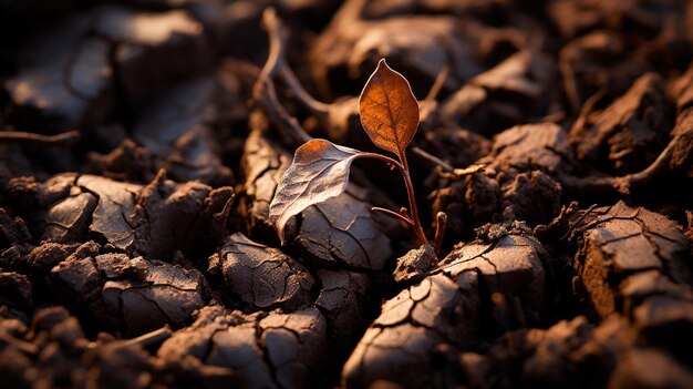 写真 古い木の根が地面に落ちている