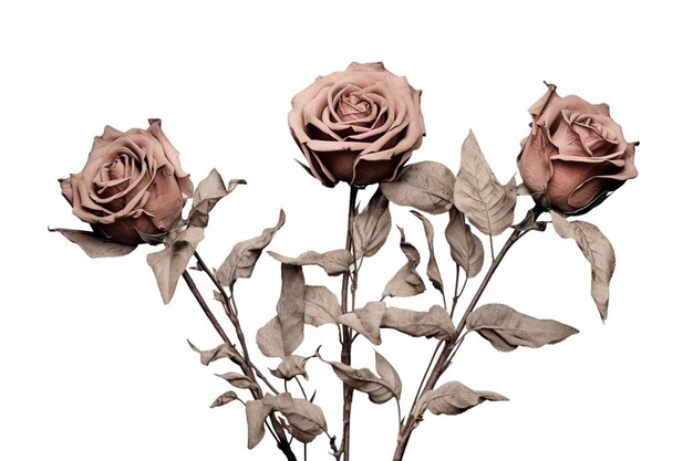 Photo dry roses flowers isolated