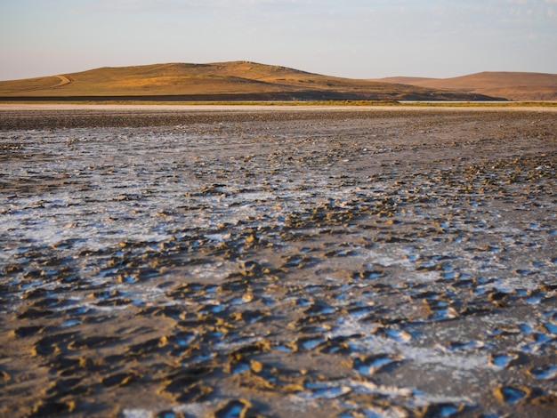 Photo dry salt lake in our journey.