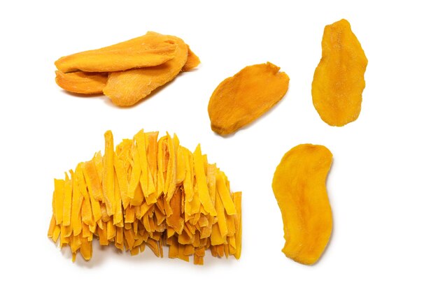 Dry tasty mango slices as a background