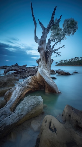 Photo a dry tree in australia landscape photograph generative ai