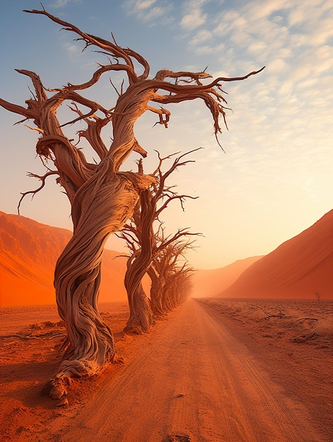 Foto alberi secchi in tempesta di sabbia carta da parati uhd