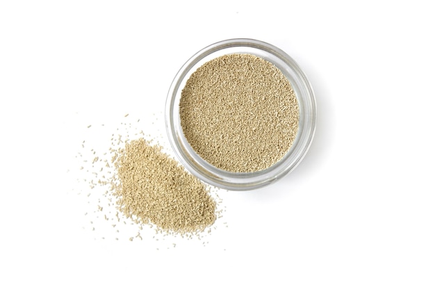 dry yeast in a glass bowl top view High quality photo