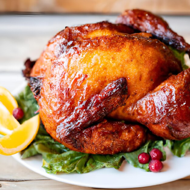 Photo drybrined turkey with tangy honey glaze