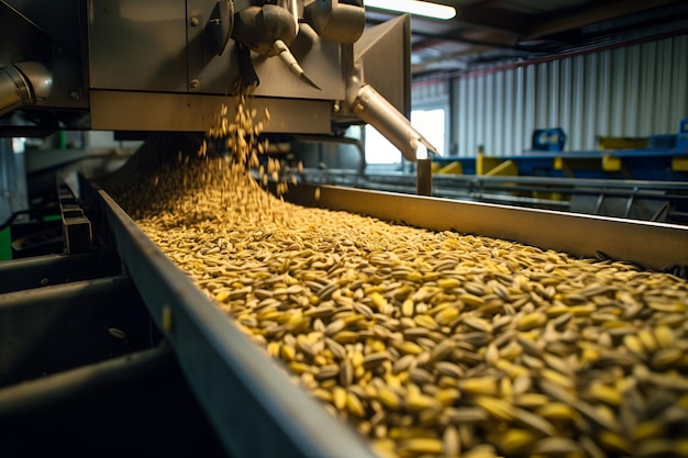 Drying and cleaning of sunflower seeds for the production of sunflower oil generate ai