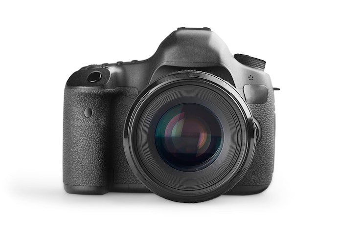 Photo dslr 카메라 흰색 배경에 고립