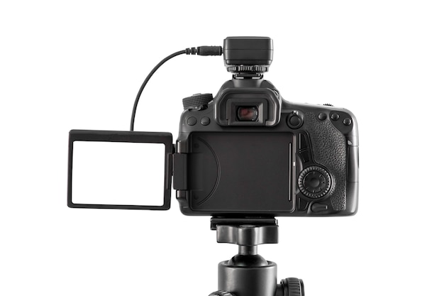 DSLR camera  isolated on white with clipping path