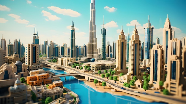 Dubai in Block Style Generative AI