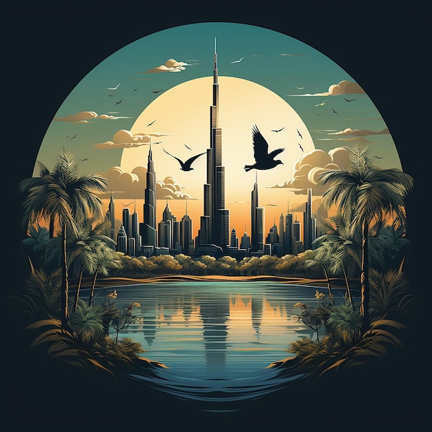 dubai cartoon logo