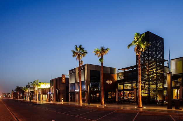 DUBAI - MARCH 16, 2018: LUMAS Dubai City Walk. New modern part of Dubai City. City Walk is created as European-style street.