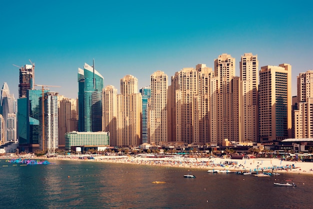 Дубай Марина красивый современный город с небоскребами