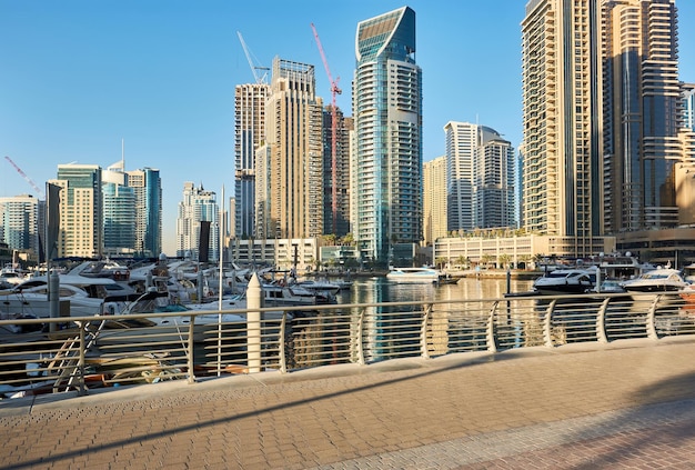 Dubai marina skyline in United Arab Emirates