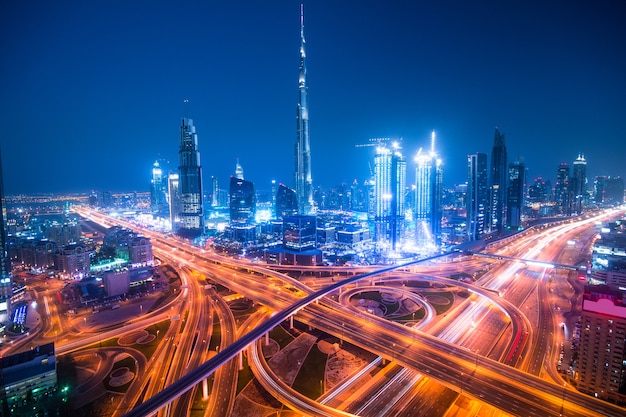 Dubai Night City Skyline