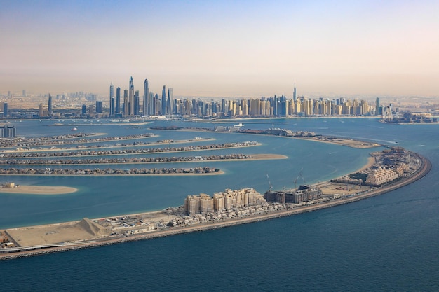 Dubai The Palm Jumeirah Island Marina aerial view photography