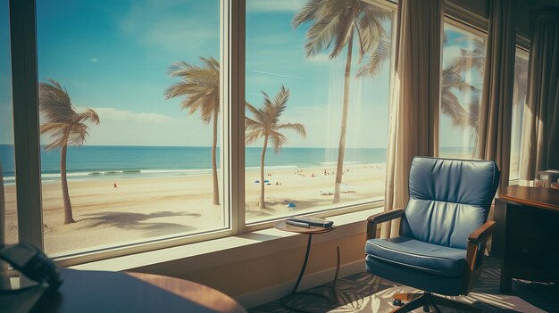 Photo dubai sea view inside room big glass