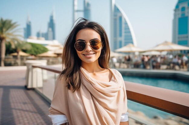 Photo dubai tourist woman