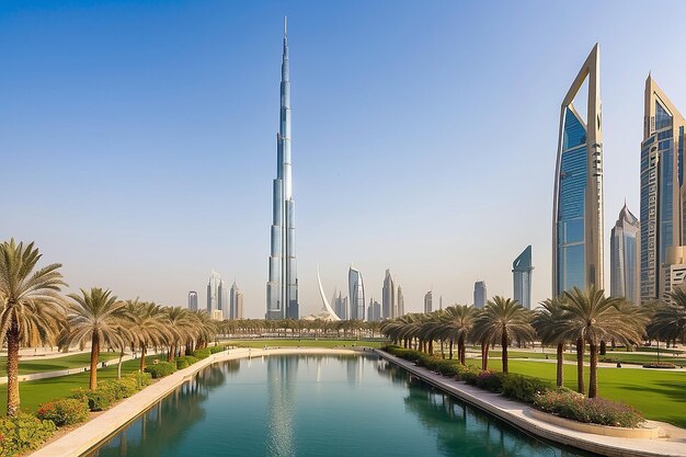 Dubai UAE February 17 2018 view of the Dubai frame from the Zabeel Park