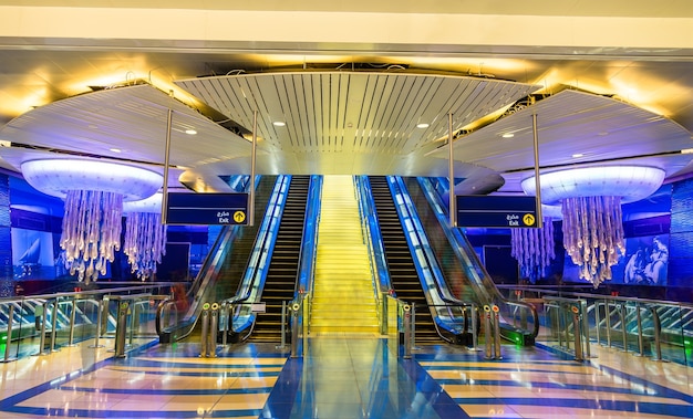 DUBAI, UAE - JANUARY 1: Interior of BurJuman metro station on January