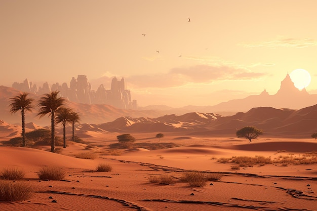 ドバイの砂漠の風景