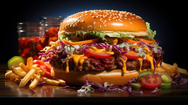 Dubbele Cheeseburger als fastfood gegenereerd door ai