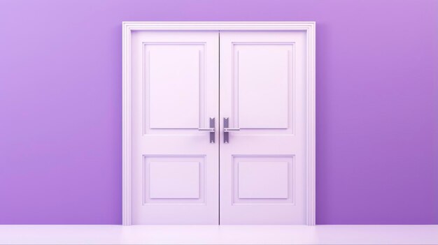 Dubbele deur 3D-rendering Entrance naar Lavender Interieurruimte met Open Poort Architectonisch Element