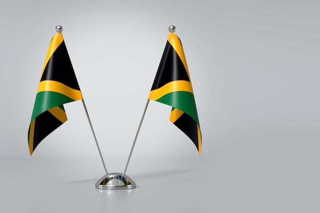 Foto dubbele jamaica tafel vlag op grijze achtergrond 3d rendering